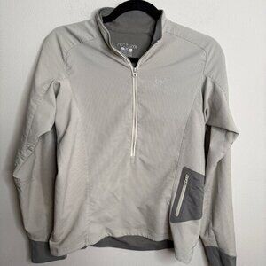 Arc'teryx Women's 1/4 Zip Light Gray Pullover Base Layer Jacket - Size‎ M Medium